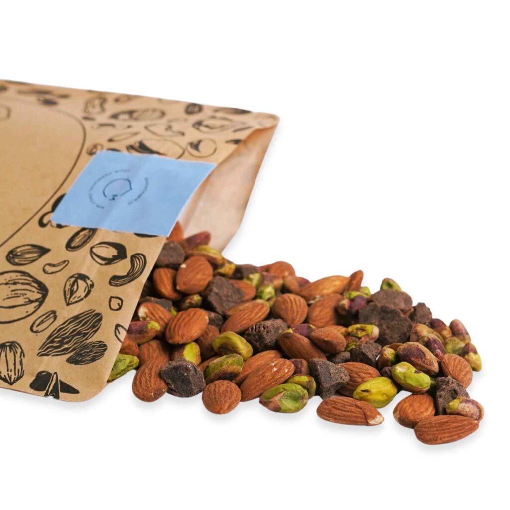 mix frutta secca con cioccolato di modica in busta