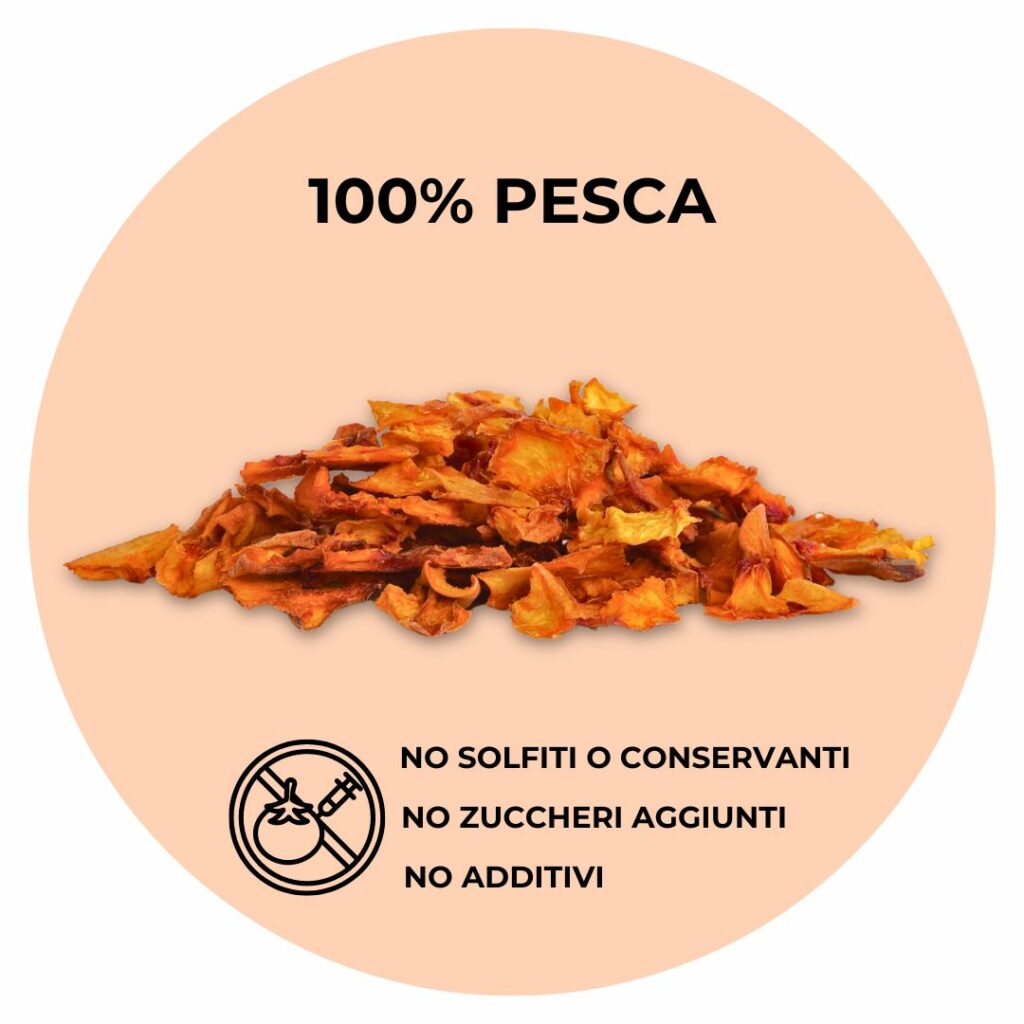 100% pesca essiccata makadamia