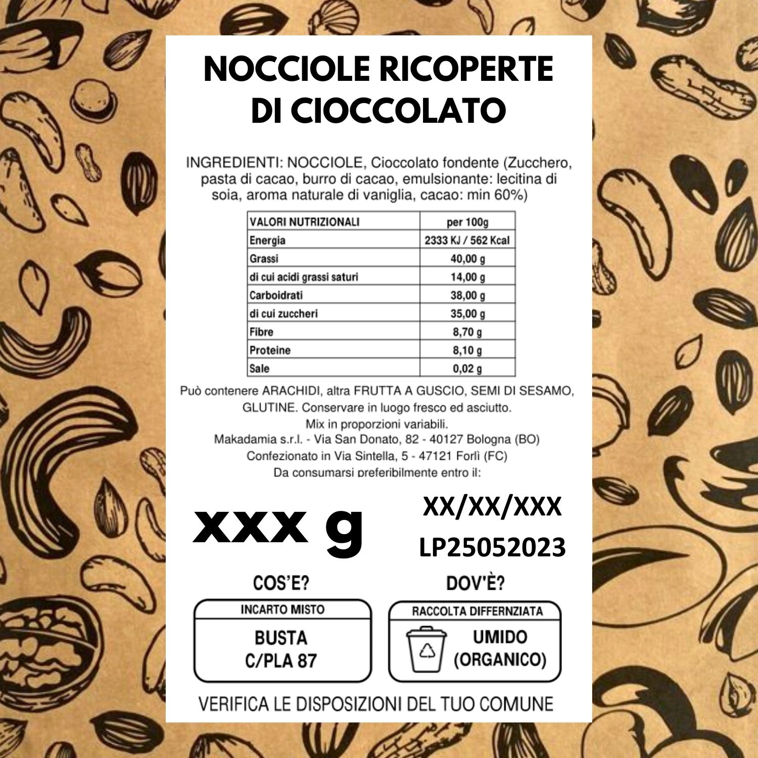 Nocciole ricoperte di cioccolato