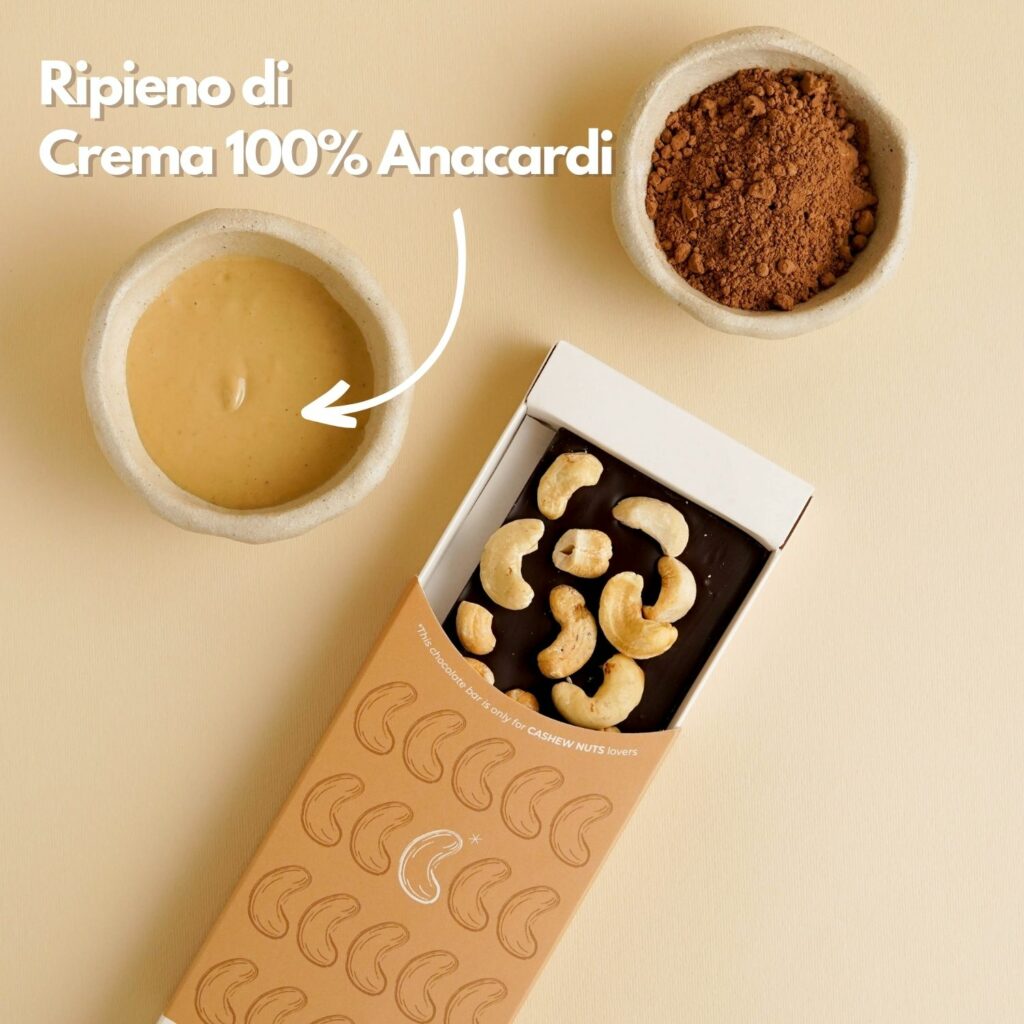 tavolette di cioccolato e anacardi makadamia