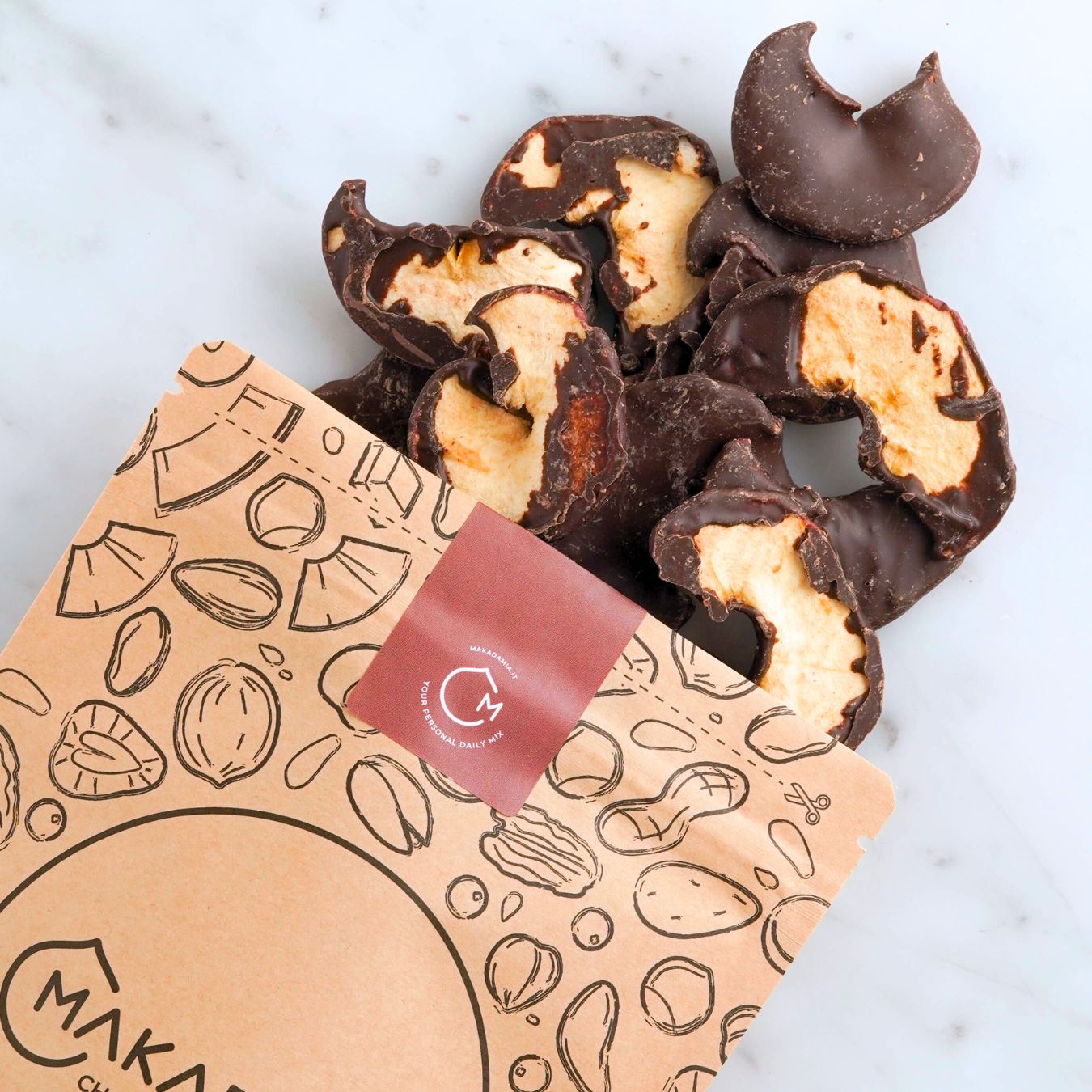 Mela ricoperta di cioccolato